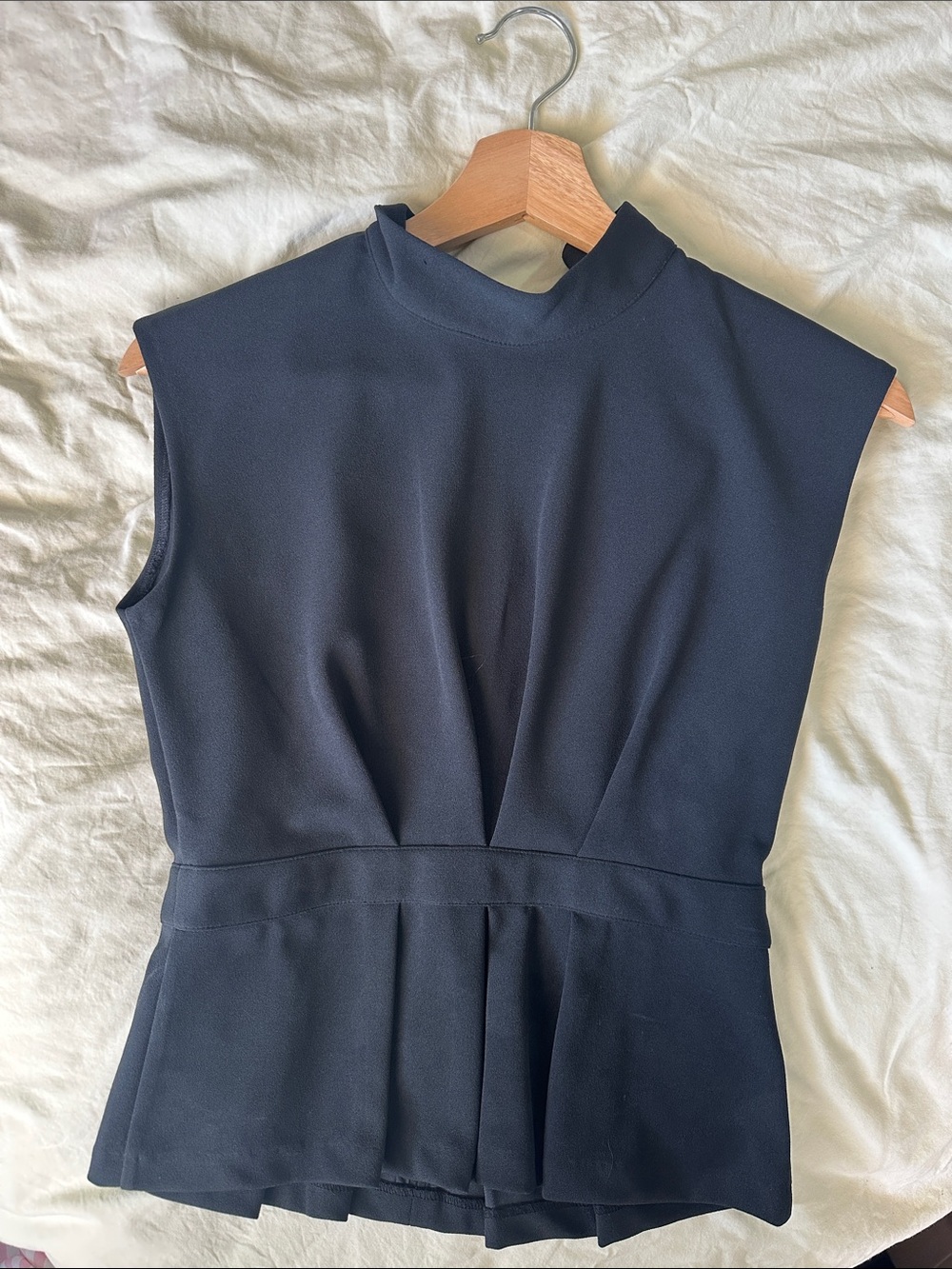 Club Monaco Black Cap-Sleeve Peplum Blouse
